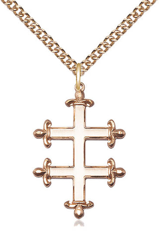 14kt Gold Filled Cross of Lorraine Medal Catholic Jewelry