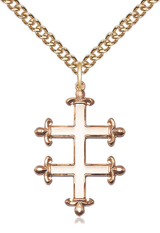 14kt Gold Filled Cross of Lorraine Medal Catholic Jewelry