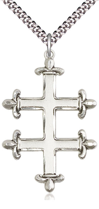 Sterling Silver Cross of Lorraine Medal Catholic Jewelry