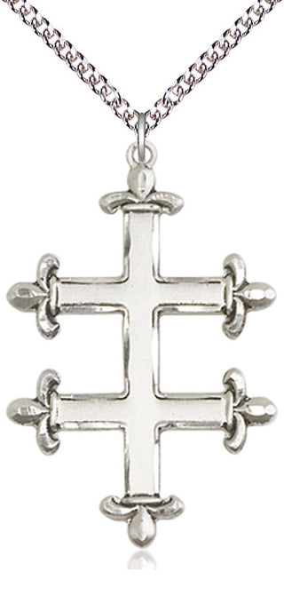 Sterling Silver Cross of Lorraine Medal Catholic Jewelry