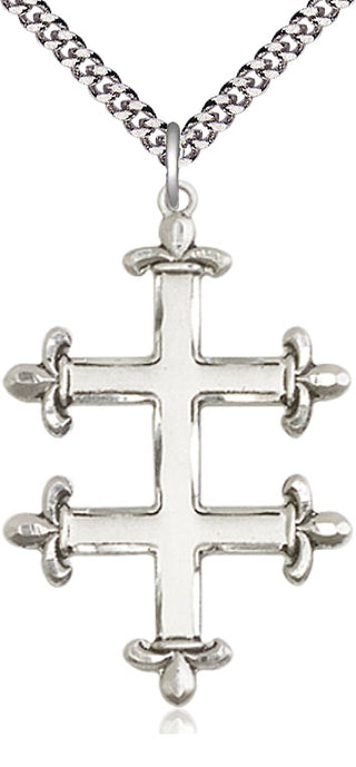 Sterling Silver Cross of Lorraine Medal Catholic Jewelry