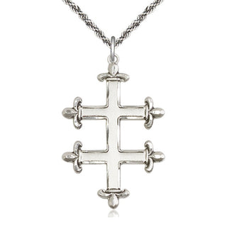 Sterling Silver Cross of Lorraine Medal Catholic Jewelry