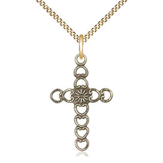 14kt Gold Filled Hearts w/Sunburst Medal Catholic Jewelry