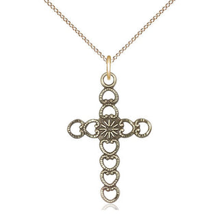 14kt Gold Filled Hearts w/Sunburst Medal Catholic Jewelry