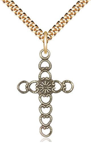 14kt Gold Filled Hearts w/Sunburst Medal Catholic Jewelry