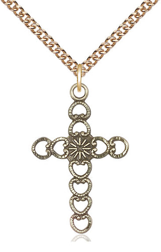 14kt Gold Filled Hearts w/Sunburst Medal Catholic Jewelry