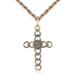14kt Gold Filled Hearts w/Sunburst Medal Catholic Jewelry