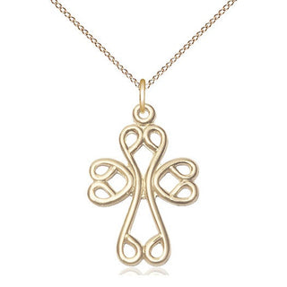 14kt Gold Filled Scroll Cross Medal Catholic Jewelry
