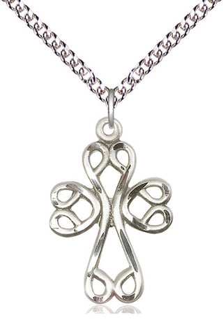 Sterling Silver Scroll Cross Medal Catholic Jewelry