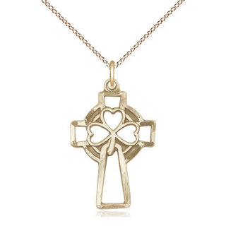 14kt Gold Filled Shamrock Cross Medal Catholic Jewelry