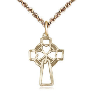 14kt Gold Filled Shamrock Cross Medal Catholic Jewelry