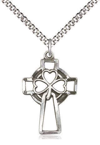 Pewter Shamrock Cross Medal Catholic Jewelry