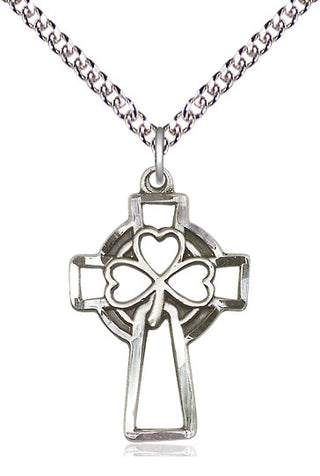 Sterling Silver Shamrock Cross Medal Catholic Jewelry