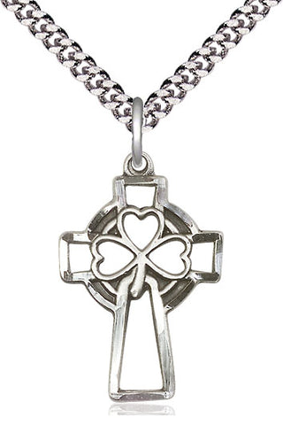 Sterling Silver Shamrock Cross Medal Catholic Jewelry
