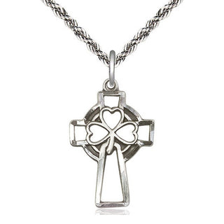 Sterling Silver Shamrock Cross Medal Catholic Jewelry