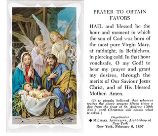 100-Pack - Prayer To Obtain Favors Holy Card
