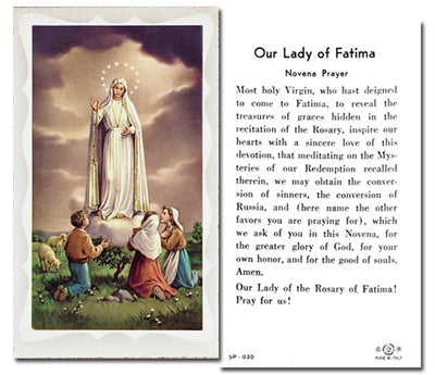 100-Pack - Our Lady Of Fatima Holy Card With Prayer