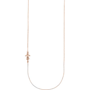 14K Rose Infinity-Inspired Off-Center Sideways Cross 16" Necklace