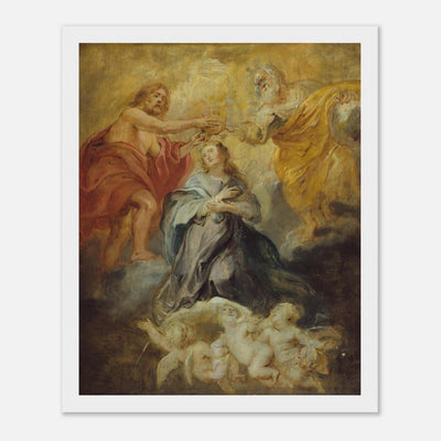 Coronation of the Virgin, Oil Sketch by Rubens Framed Poster