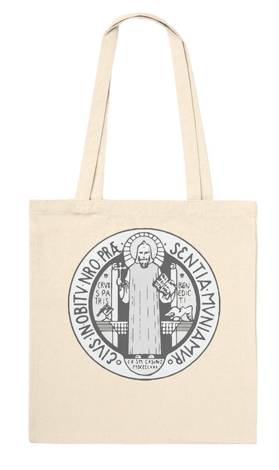 St. Benedict of Nursia Medal (Monochrome) Tote Bag