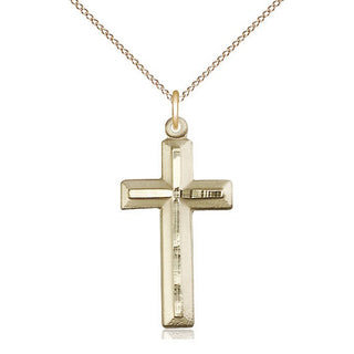 14kt Gold Cross Medal Engraved Catholic Saint Jewelry