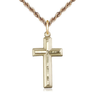14kt Gold Cross Medal Engraved Catholic Saint Jewelry