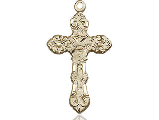 14kt Gold Filled Cross Medal Engraved Catholic Saint Jewelry