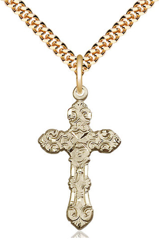14kt Gold Filled Cross Medal Catholic Jewelry Engraved Catholic Saint Jewelry