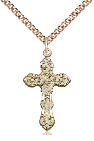 14kt Gold Filled Cross Medal Catholic Jewelry Engraved Catholic Saint Jewelry