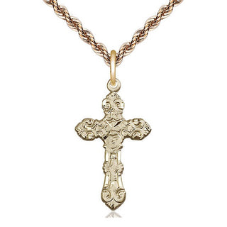 14kt Gold Filled Cross Medal Catholic Jewelry Engraved Catholic Saint Jewelry