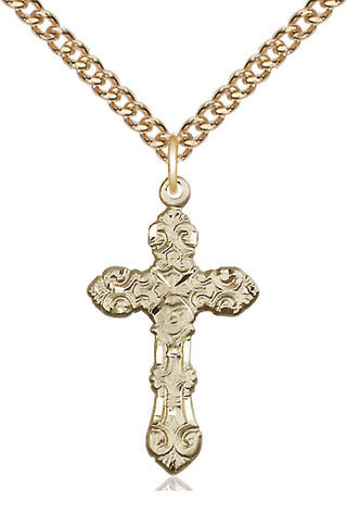 14kt Gold Cross Medal Engraved Catholic Saint Jewelry