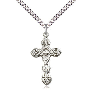 Sterling Silver Cross Medal Catholic Jewelry Engraved Catholic Saint Jewelry
