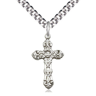 Sterling Silver Cross Medal Catholic Jewelry Engraved Catholic Saint Jewelry