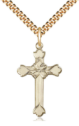 14kt Gold Filled Cross Medal Catholic Jewelry Engraved Catholic Saint Jewelry