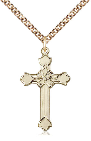 14kt Gold Filled Cross Medal Catholic Jewelry Engraved Catholic Saint Jewelry