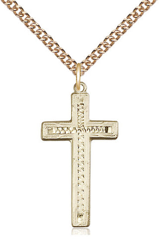 14kt Gold Cross Medal Engraved Catholic Saint Jewelry