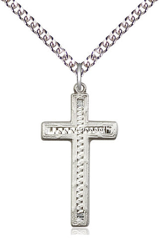 Sterling Silver Cross Medal Catholic Jewelry Engraved Catholic Saint Jewelry
