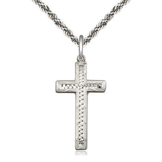 Sterling Silver Cross Medal Catholic Jewelry Engraved Catholic Saint Jewelry