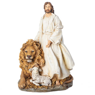12-Inch Jesus With Lion & Lamb Figure - Renaissance Collection