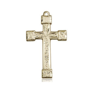 14kt Gold Filled Cross Medal Engraved Catholic Saint Jewelry