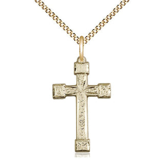14kt Gold Filled Cross Medal Catholic Jewelry Engraved Catholic Saint Jewelry