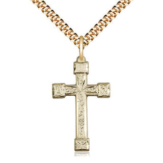 14kt Gold Filled Cross Medal Catholic Jewelry Engraved Catholic Saint Jewelry
