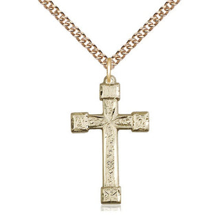 14kt Gold Filled Cross Medal Catholic Jewelry Engraved Catholic Saint Jewelry
