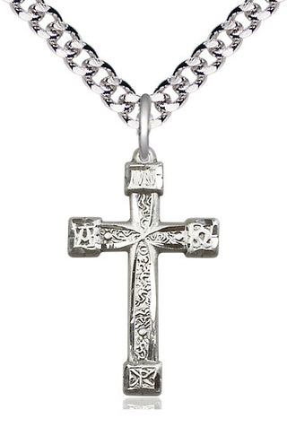 Sterling Silver Cross Medal Catholic Jewelry Engraved Catholic Saint Jewelry