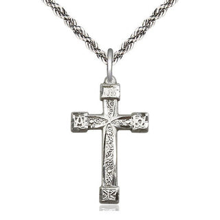 Sterling Silver Cross Medal Catholic Jewelry Engraved Catholic Saint Jewelry