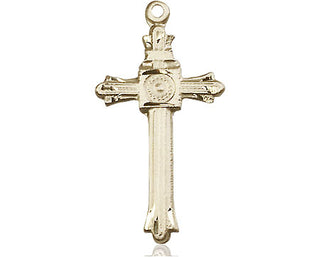 14kt Gold Filled Cross Medal Engraved Catholic Saint Jewelry