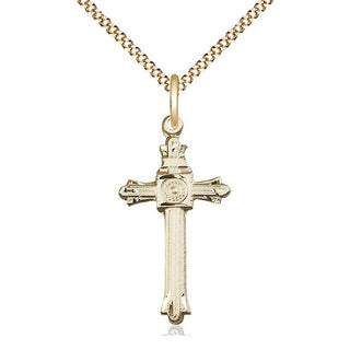 14kt Gold Filled Cross Medal Catholic Jewelry Engraved Catholic Saint Jewelry