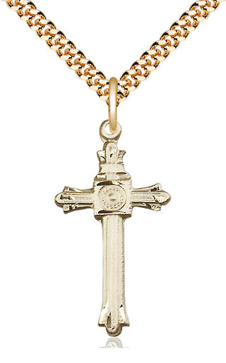 14kt Gold Filled Cross Medal Catholic Jewelry Engraved Catholic Saint Jewelry