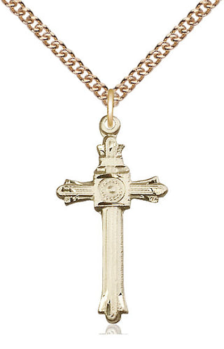 14kt Gold Filled Cross Medal Catholic Jewelry Engraved Catholic Saint Jewelry
