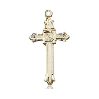 14kt Gold Cross Medal Engraved Catholic Saint Jewelry